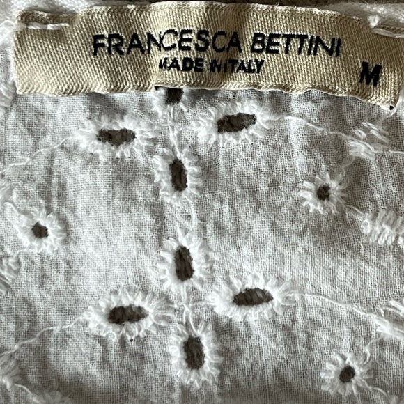 Francesca Bettini 100% Linen Sleeveless Eyelet Ruffle Hem Blouse Top Boho Medium - Picture 7 of 10